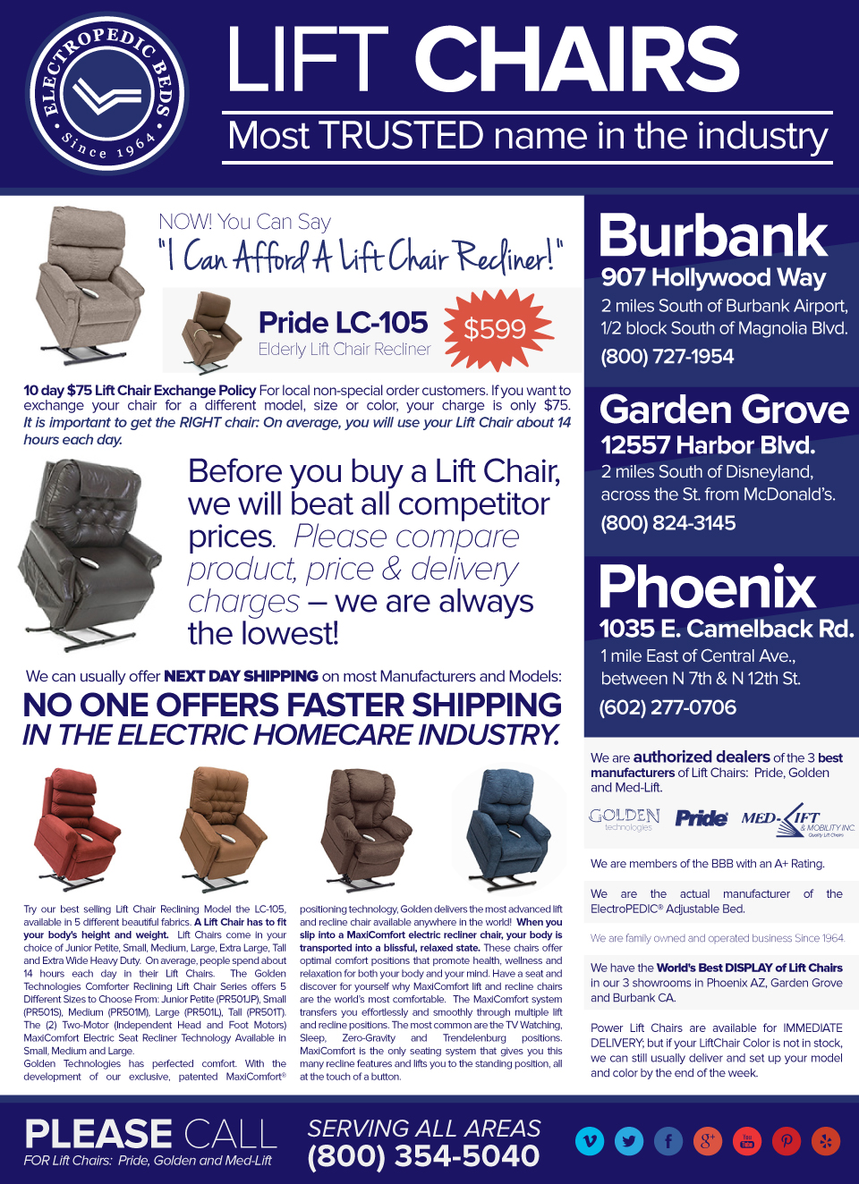 phoenix az scottsdale sun city tempe mesa are glendale chandler peoria gilbert chandler surprise
Lift Chairs LC105 recliner