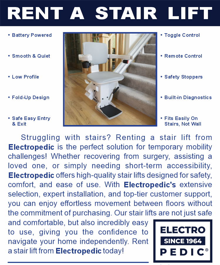 Rent a stair lift from Electropedic!